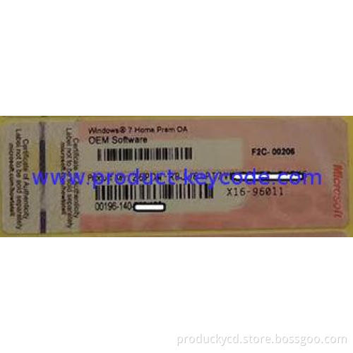 Windows Product Key Sticker For Win 7 Home Premium OA , Len
